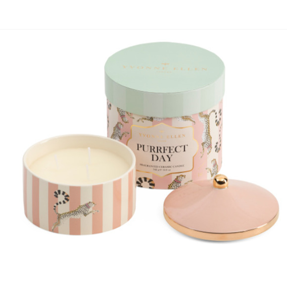 YVONNE ELLEN 9oz Boxed Purrfect Day Ceramic Multi Wick Candle - Gift Wrapped! - Picture 4 of 6
